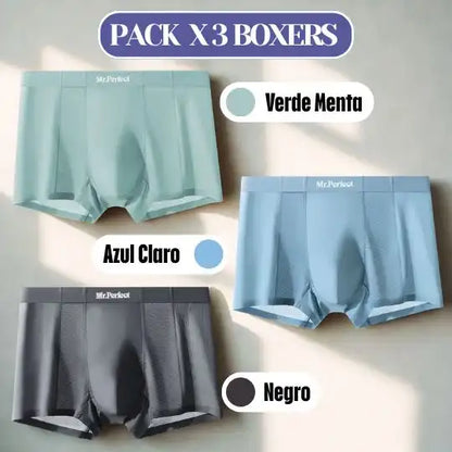 Mr.Perfect - Boxer Seda de Hielo Hombre Pack x 3 unidades