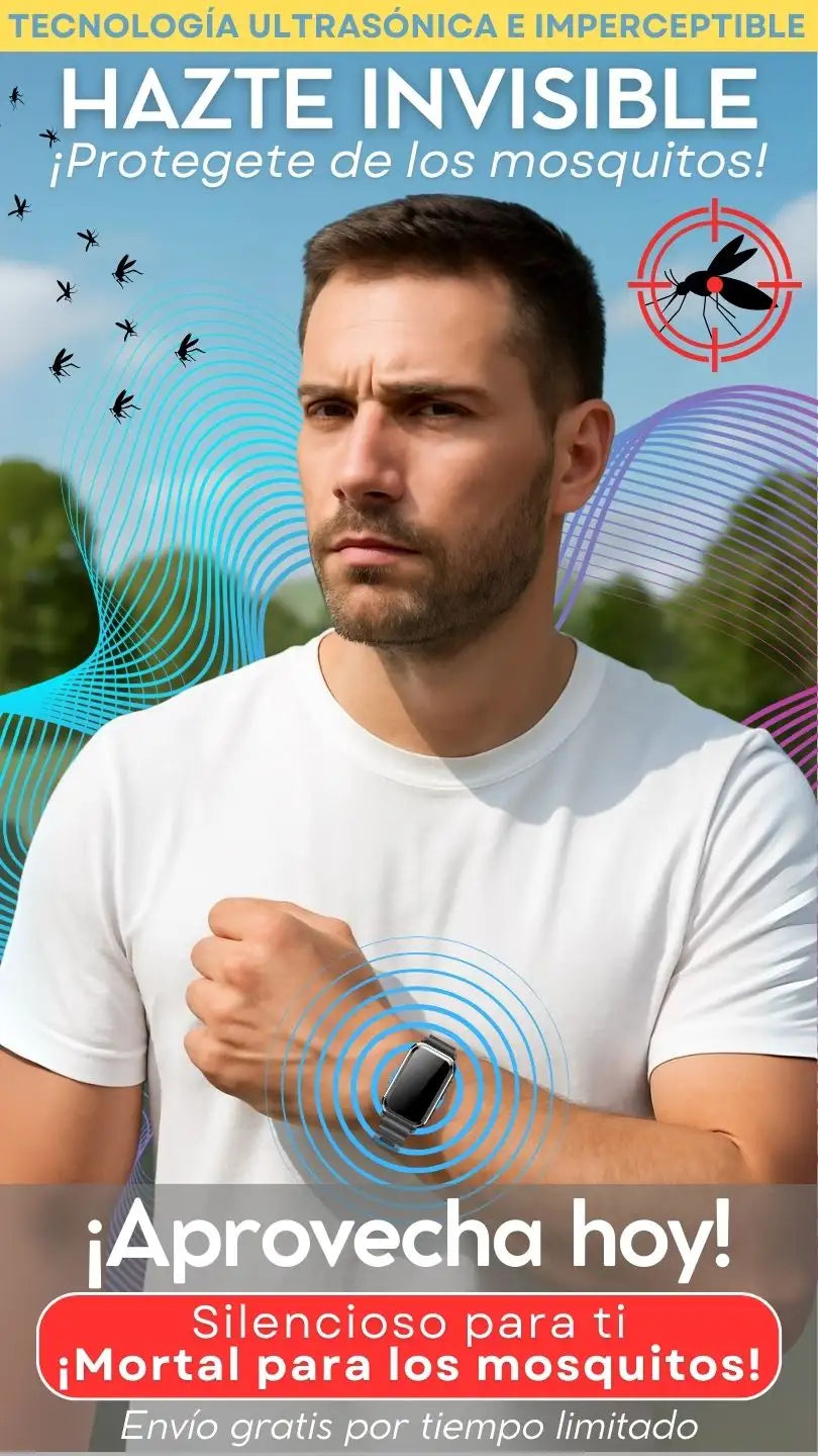 BuzzOff™ M16 - Reloj Ultrasónico Anti-Mosquitos - Protección 24/7